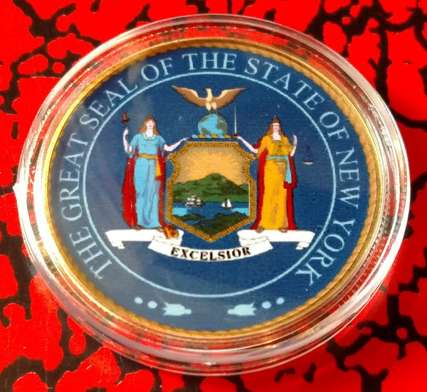 NEW YORK STATE SEAL #BXB364 COLORIZED ART ROUND - 1