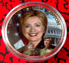 HILLARY RODHAM CLINTON PRESIDENTIAL #HRC1 COLORIZED ART ROUND