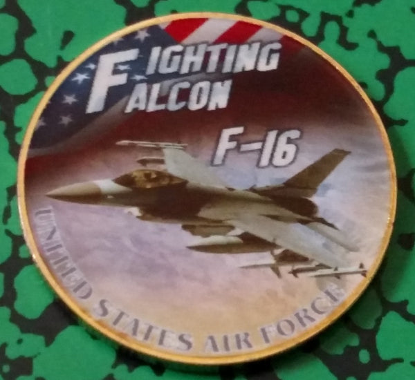 USAF AIR FORCE F-16 FIGHTING FALCON #S7 COLORIZED ART ROUND