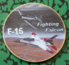 USAF AIR FORCE F-16 FIGHTING FALCON #198 COLORIZED ART ROUND