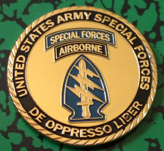 US ARMY SPECIAL FORCES DE OPPRESSO LIBER #1071 COLORIZED ART ROUND