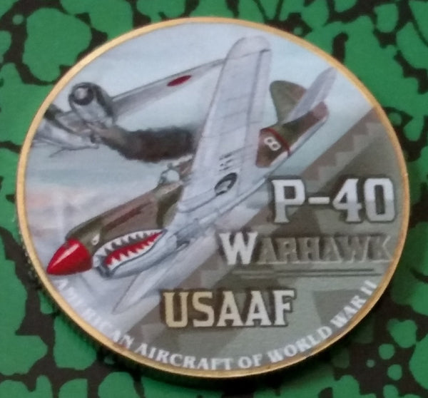 MILITARY P-40 WARHAWK  #148 COLORIZED ART ROUND - 1
