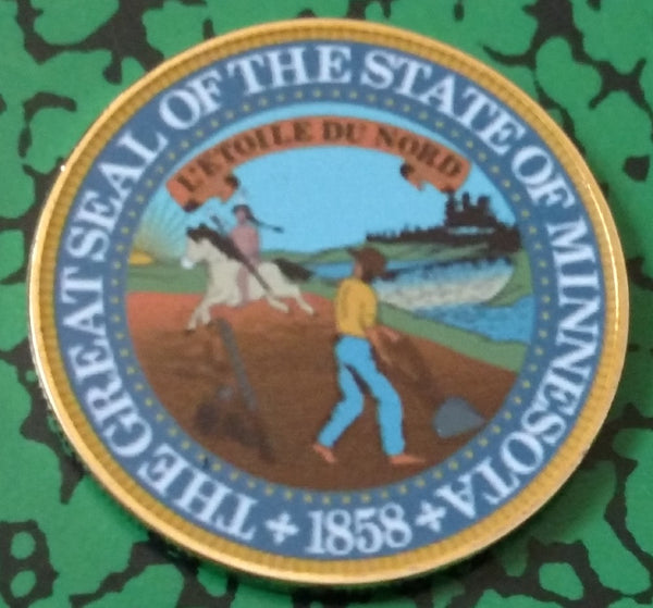 MINNESOTA STATE SEAL #BXB374 COLORIZED ART ROUND - 1