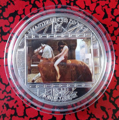 LADY GODIVA MASTERPIECES OF ART COLORIZED HUGE SLVR ART ROUND - NOT MINT ISSUED