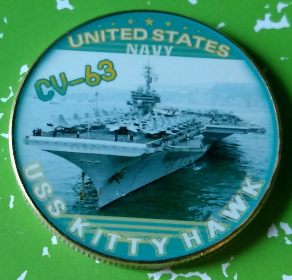 US NAVY USS KITTY HAWK CV-63 #A18 COLORIZED ART ROUND - 1