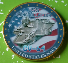 US NAVY USS CONSTELLATION CV-64 #S137 COLORIZED ART ROUND