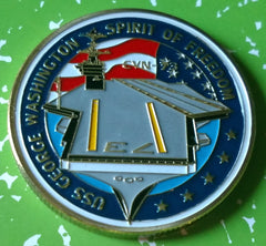 USS GEORGE WASHINGTON SPIRIT OF FREEDOM #1133 COLORIZED ART ROUND