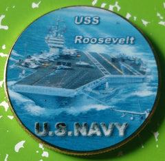 NAVY USS ROOSEVELT #579 COLORIZED ART ROUND