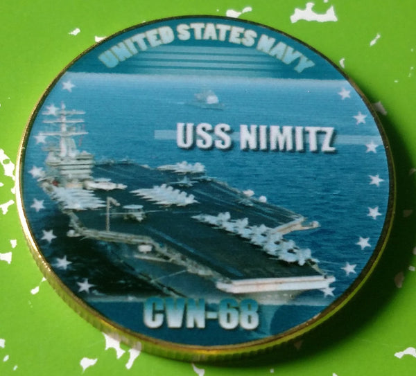 NAVY USS NIMITZ CVN-68 #58 COLORIZED ART ROUND - 1