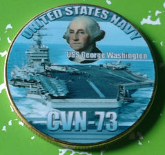 NAVY USS GEORGE WASHINGTON CVN-73 #63 COLORIZED ART ROUND