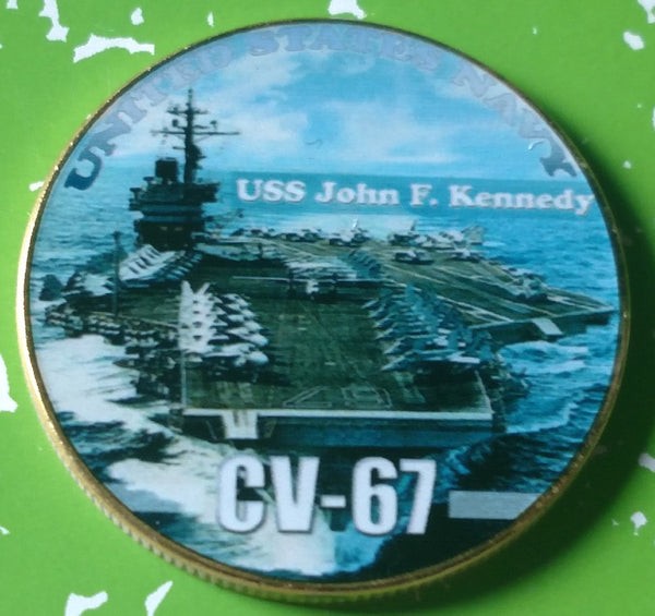NAVY USS JOHN F KENNEDY CV-67 #46 COLORIZED ART ROUND - 1