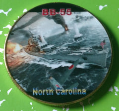NAVY NORTH CAROLINA BB-55 #590 COLORIZED ART ROUND