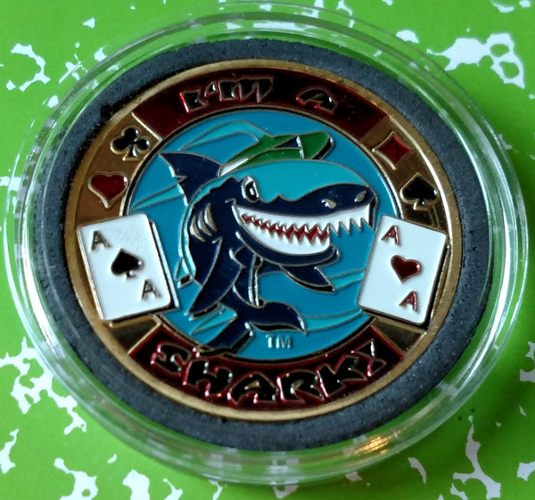 I'M A SHARK COLORIZED ART ROUND POKER CARD PROTECTOR