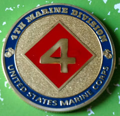 USMC MARINE CORPS 4th MARINE DIVISION CHALLENGE #1202 COLORIZED ART ROUND