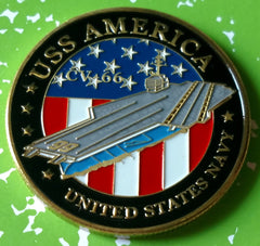 NAVY USS AMERICA CV-66 #1134 COLORIZED ART ROUND