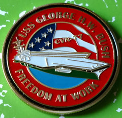 NAVY USS GEORGE H W BUSH CVN-77 #1138 COLORIZED ART ROUND