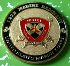 USMC MARINE CORPS 12th MARINE REGIMENT CHALLENGE #1211 COLORIZED ART ROUND