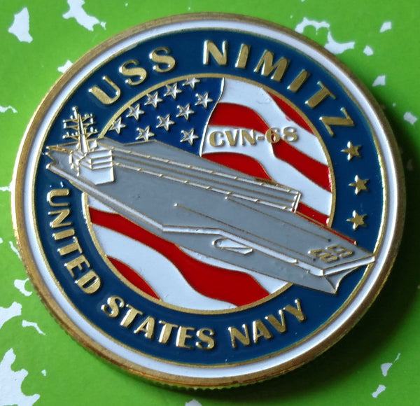NAVY USS NIMITZ CV-68 #1130 COLORIZED ART ROUND - 1