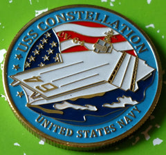 NAVY USS CONSTELLATION CV-64 #1128 COLORIZED ART ROUND