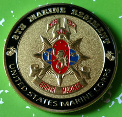 USMC MARINE CORPS 8th MARINE REGIMENT CHALLENGE #1209 COLORIZED ART ROUND