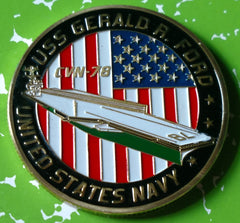 NAVY USS GERALD R FORD CV-78 #1140 COLORIZED ART ROUND