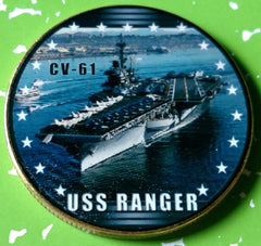 NAVY USS RANGER CV-61 #41 COLORIZED ART ROUND