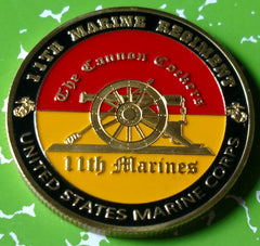 USMC MARINE CORPS 11th MARINE REGIMENT CHALLENGE #1204 COLORIZED ART ROUND
