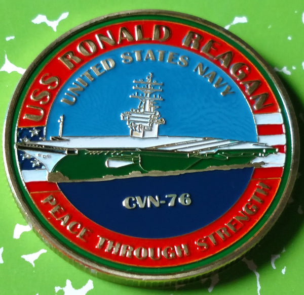 NAVY USS RONALD REAGAN CVN-76 #1137 COLORIZED ART ROUND