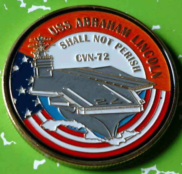 NAVY USS ABRAHAM LINCOLN CVN-72 #1143 COLORIZED ART ROUND - 1