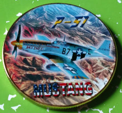 Army Air Forces P-51 Mustang Aircraft Colorized #CFMB75B Military Honor Challenge Coin Award