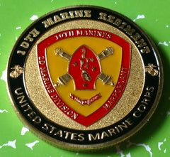 USMC MARINE CORPS 10th MARINE REGIMENT CHALLENGE #1210 COLORIZED ART ROUND