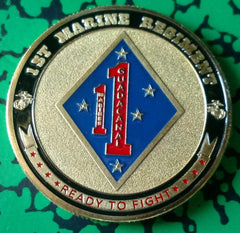 USMC 1st MARINE REGIMENT #1218 COLORIZED ART ROUND