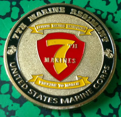 USMC 7th MARINE REGIMENT #1214 COLORIZED ART ROUND