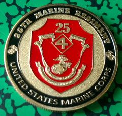 USMC 25th MARINE REGIMENT #1216 COLORIZED ART ROUND