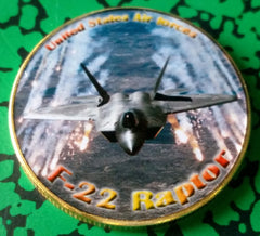 USAF AIR FORCE F-22 RAPTOR #171 COLORIZED ART ROUND
