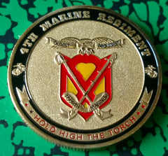 USMC 4th MARINE REGIMENT #1213 COLORIZED ART ROUND