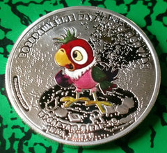 CARTOON CHARACTER PARROT COLORIZED SLVR ART ROUND - NOT MINT ISSUED