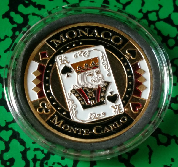 MONACO MONTE CARLO POKER COLORIZED ART ROUND CARD PROTECTOR