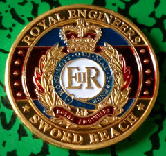 D-DAY ERII ROYAL ENGINEERS SWORD BEACH 32mm COLORIZED GLD ART ROUND