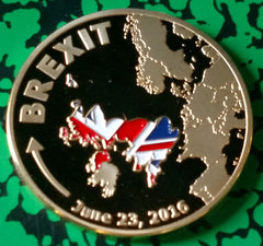 BREXIT UK ECONOMICS 6-23-16 COLORIZED GLD ART ROUND - NOT MINT ISSUED