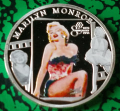 MARILYN MONROE COLORIZED SLVR ART ROUND - NOT SOLID SILVER, NOR MINT ISSUED