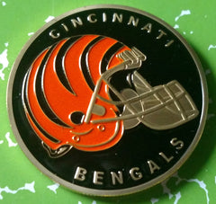 NFL CINCINNATI BENGALS FOOTBALL TEAM COLORIZED GLD ART ROUND