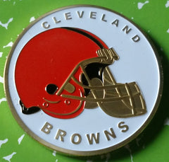 NFL CLEVELAND BROWNS FOOTBALL TEAM COLORIZED GLD ART ROUND