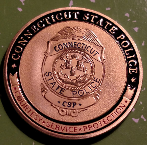 CONNECTICUT STATE POLICE DEPARTMENT #1270 COLORIZED ART ROUND