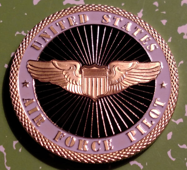 USAF AIR FORCE AVIATOR PILOT #1249 COLORIZED ART ROUND