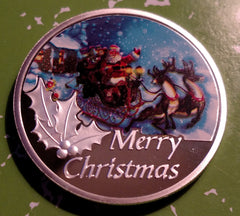 Merry Christmas Santa Claus Religious Slvr #S3186K Novelty Honor Challenge Coin Award