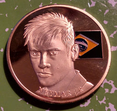 NEYMAR JR SOCCER COLORIZED GLD ART ROUND