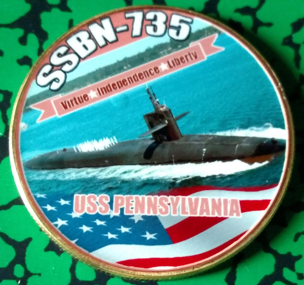 NAVY USS PENNSYLVANIA SUBMARINE SSBN-735 #87 COLORIZED ART ROUND
