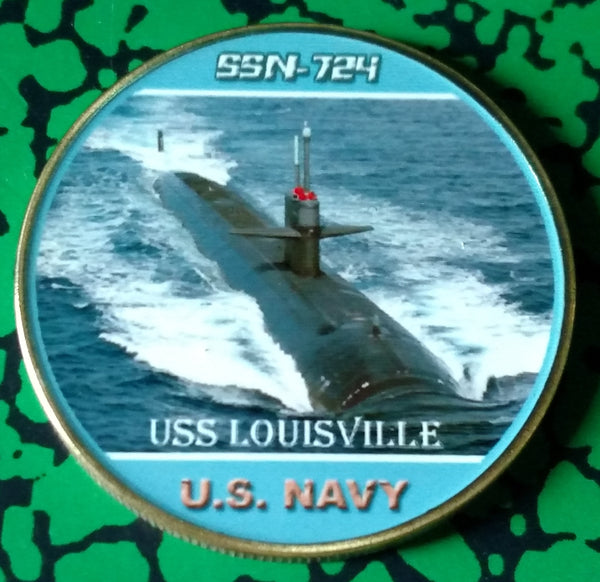 NAVY USS LOUISVILLE SUBMARINE SSN-724 #580 COLORIZED ART ROUND