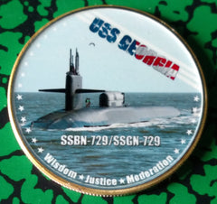 NAVY USS GEORGIA SUBMARINE SSBN-729 #81 COLORIZED ART ROUND